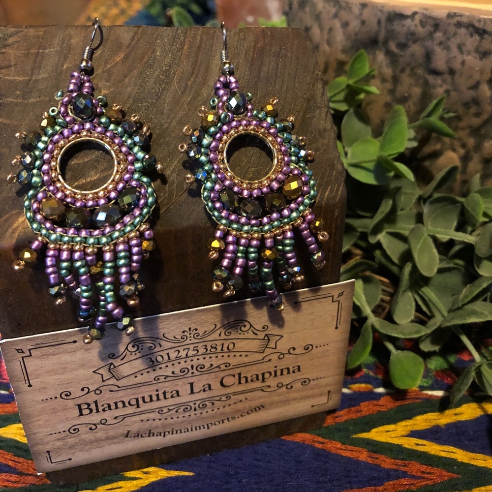 Handmade beaded earrings from Guatemala.